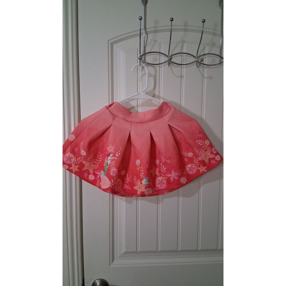 Disney Store Girls Ariel Little Mermaid Pink Pleated Skirt Size 4 Under the Sea